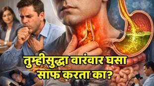 A person holding their throat in discomfort, illustrating LPR and acid reflux symptoms