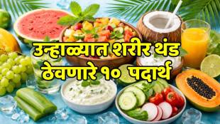 Refreshing summer foods like cucumber, watermelon, and coconut water.