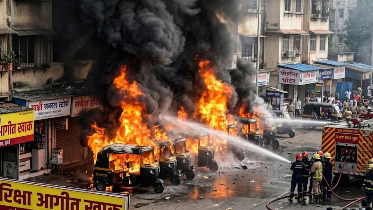 Fire Rickshaw ghatkopar-eastern-express-highway-rickshaw-fire-garodia-nagar-flyover ...