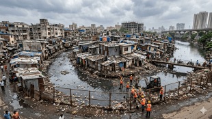 BMC workers cleaning drains in Mumbai | Mithi river flooding issues | Mumbai monsoon drainage system | Slum waste management near Mumbai nullahs