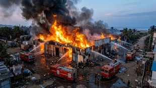 fire at bhullar studio malad west mumbai | madh island studio fire news | mumbai fire brigade operation madh marve road | damage at film shooting set malad