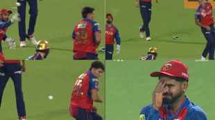 KKR vs PBKS Prabhsimran Singh hits ball on xavier bartlett back Shreyas Iyer reaction Goes Viral Video video
