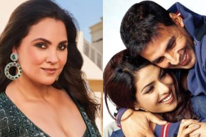 Lara Dutta and Priyanka Chopra with Akshay Kumar during their debut film Andaaz