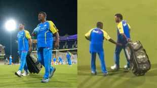 MS Dhoni Refuses To Let Staff Carry His Kit Bag During Practice gesture Wins Hearts Video IPL 2026
