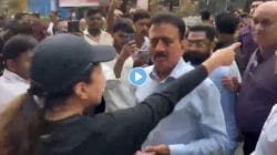 Woman shouting Girish Mahajan Mumbai Video: भाजपाच्या मोर्चामुळे मुंबईत वाहतूक कोंडी; महिलेने मंत्री गिरीश महाजन यांना सुनावले खडेबोल, पाहा व्हायरल व्हिडीओ