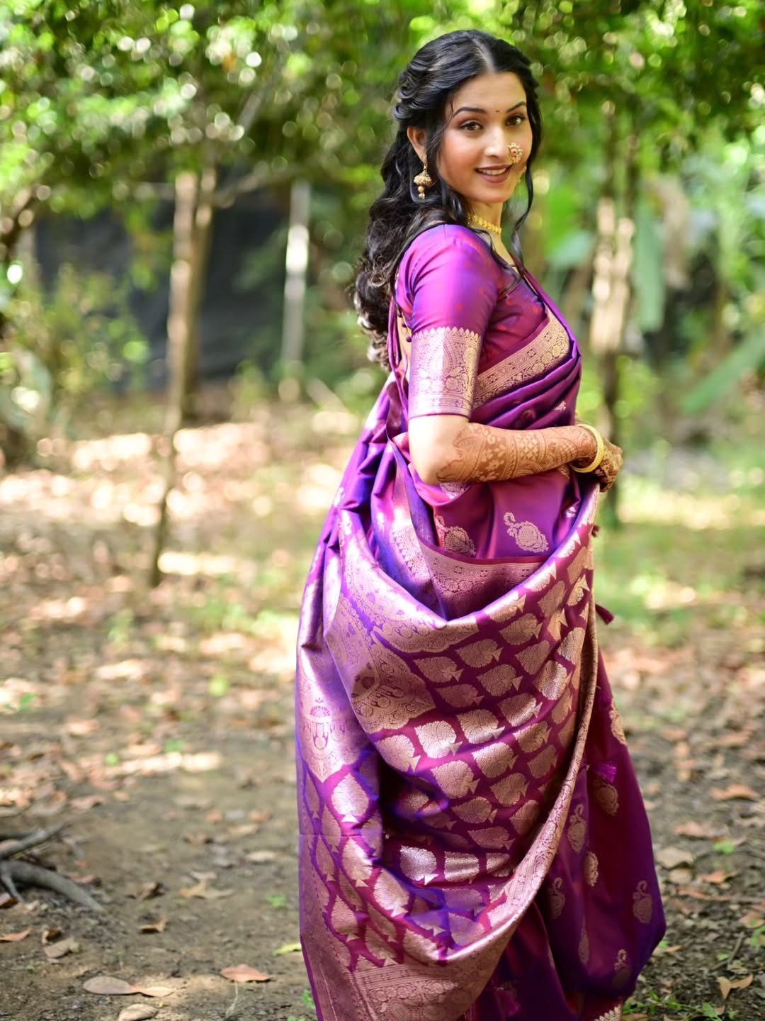 Mahima Mhatre Purple Saree Look