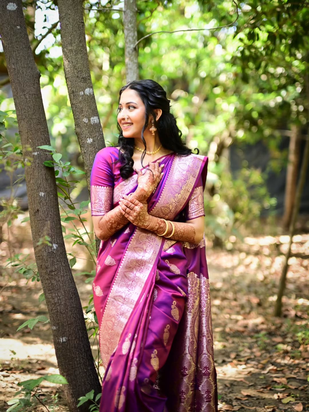 Mahima Mhatre Purple Saree Look