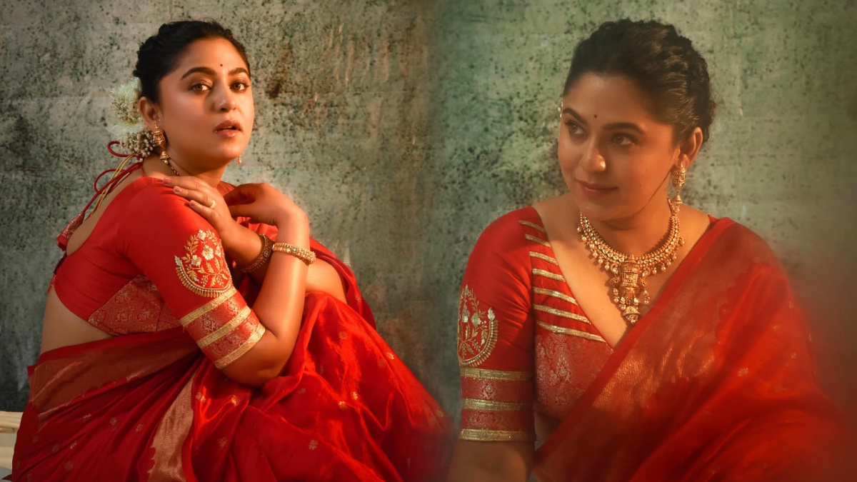 Mrunmayee Deshpande Rao Red Saree Look