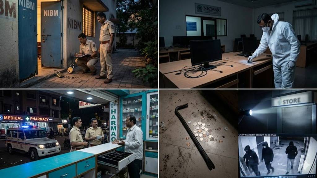 Pune Crime News | NIBM Kondhwa theft case | NICMAR University Balewadi robbery | Pune Police investigation CCTV footage | Medical store theft Deccan Pune Pune Crime News | NIBM Kondhwa theft case | NICMAR University Balewadi robbery | Pune Police investigation CCTV footage | Medical store theft Deccan Pune