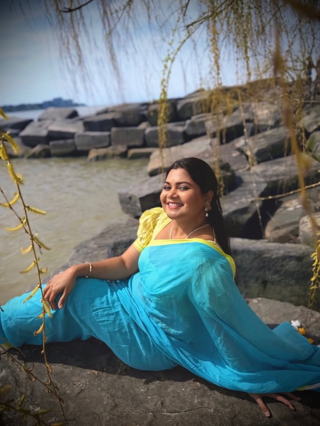 Namrata Sambherao Sky Blue Cotton Saree Look