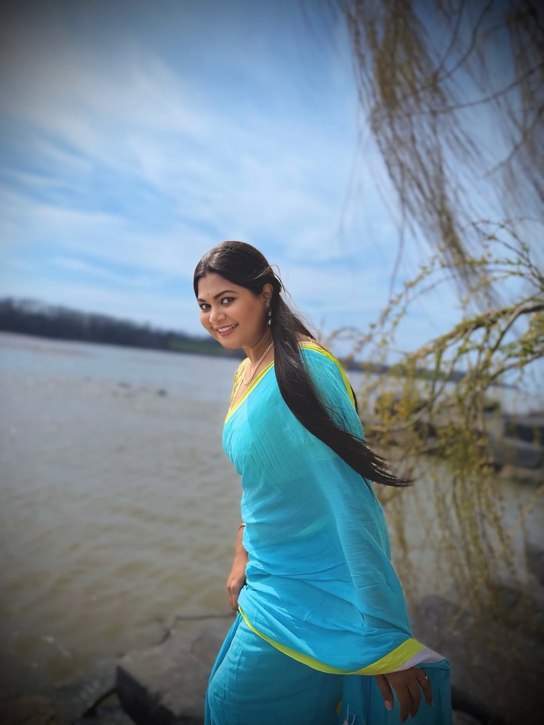 Namrata Sambherao Sky Blue Cotton Saree Look