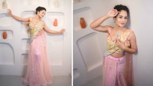 Girija Prabhu pink modern saree look