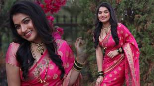 Bigg Boss Marathi fame Janhvi Killekar pink saree look