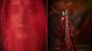 Shivani Surve red saree photoshoot