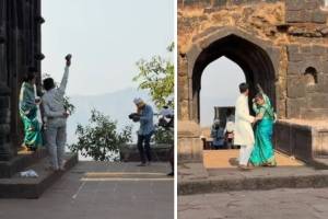 Raigad Fort pre wedding shoot viral video | Shivaji Maharaj Samadhi Raigad controversy | Raigad Fort security breach Archaeological Survey of India | Sunil Tatkare on Raigad pre wedding shoot