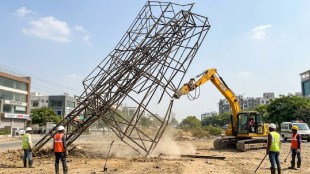 PMRDA action on unauthorized hoardings in Hinjawadi Pune | Illegal hoarding demolition drive Pune Hinjawadi | PMRDA Commissioner Abhijit Chaudhari orders against illegal structures | Pune Metropolitan Region Development Authority encroachment cell action