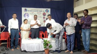 Poet Ajay Kandar speaking at Ambedkar Chowk Sahitya Sammelan Sawantwadi | Sidharth Vishnu Tambe Smruti Puraskar distribution ceremony | Sawantwadi Shriram Vachan Mandir literature event | Marathi writers social equality movement news