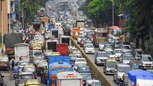 Heavy traffic jam in Uran near Khopte bridge | Container queues on JNPA Palaspe national highway | Uran CIDCO coastal road traffic updates | PWD road repair work at Khopte Koproli junction