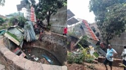रत्नागिरी जवळील हातखंबा पुलावर साखळी अपघात; भरधाव ट्रक १५ फूट खोल विहिरीत कोसळला, तिघे गंभीर