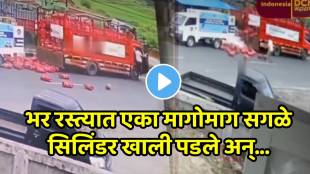 Shocking video cylinders fell down on road watch what happened next video goes viral