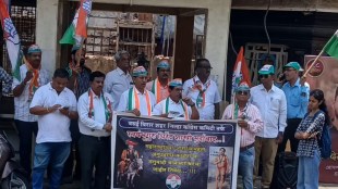 Congress protest against Dhirendra Shastri in Vasai | Bageshwar Baba Maharashtra ban demand | Chhatrapati Shivaji Maharaj controversial statement protest | Vasai Virar District Congress agitation