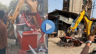 KDMC hawker eviction drive Dombivli MIDC | Illegal stalls demolished Regency Estate | Dombivli East street clearance action | Pendharkar College road encroachment removal
