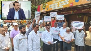 Residents protest against Sanjeev Jaiswal in Goregaon | Motilal Nagar redevelopment controversy MHADA | Sanjeev Jaiswal controversial remarks Goregaon | Mumbai MHADA redevelopment project protest images