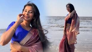 Shivani Mundhekar purple saree photoshoot