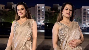 Prajakta Gaikwad Golden Saree Look