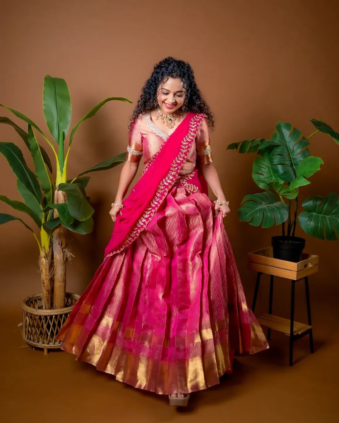 Rashmi Anpat Lehenga Saree South Indian Look