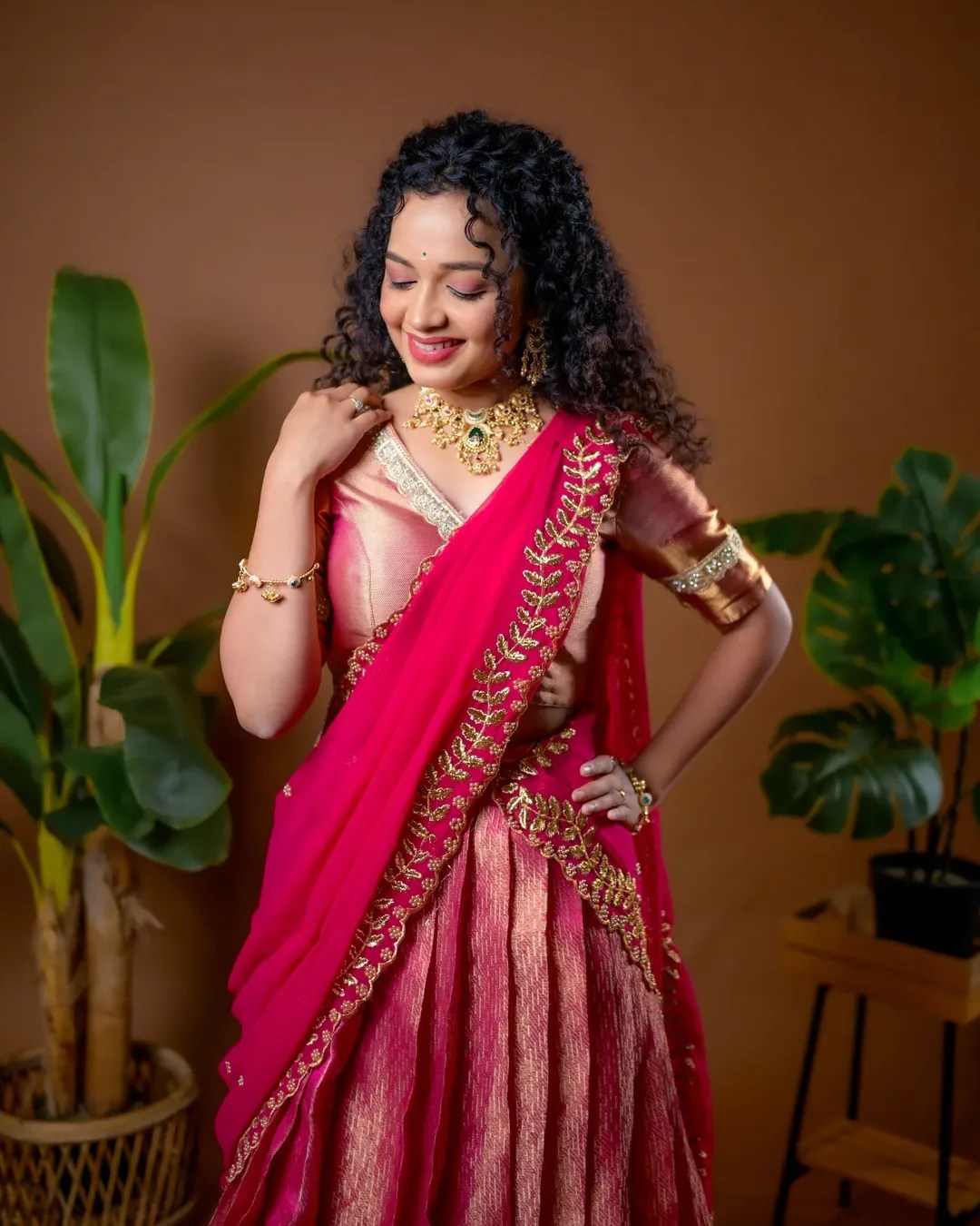 Rashmi Anpat Lehenga Saree South Indian Look