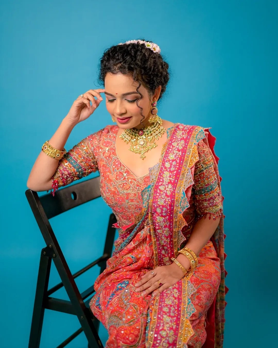 Rashmi Anpat Lehenga Saree South Indian Look