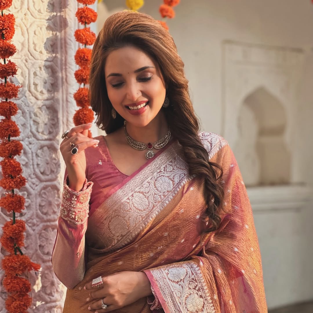 Rupali Bhosle Pink Saree Look