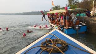 Vijaydurg creek swimming competition 2026 | Sarkhel Kanhoji Angre swimming event | Ratnagiri sports news Marathi | Maharashtra open water swimming championship