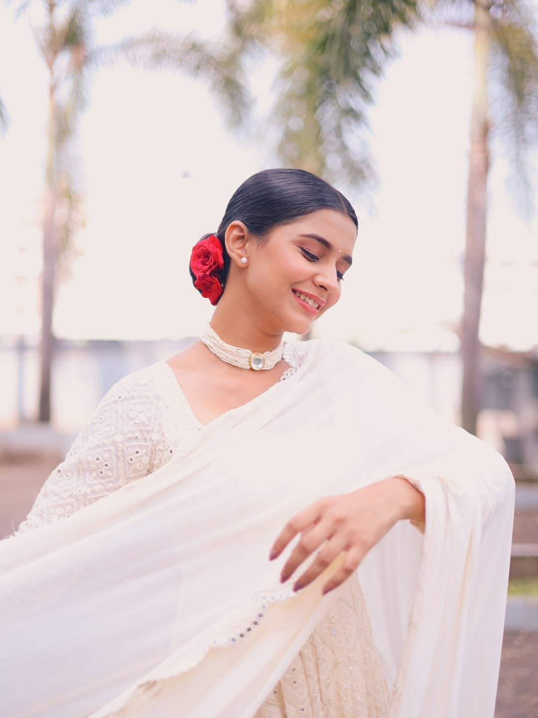 Shivani Mundhekar Purple Polka Dot Saree Look