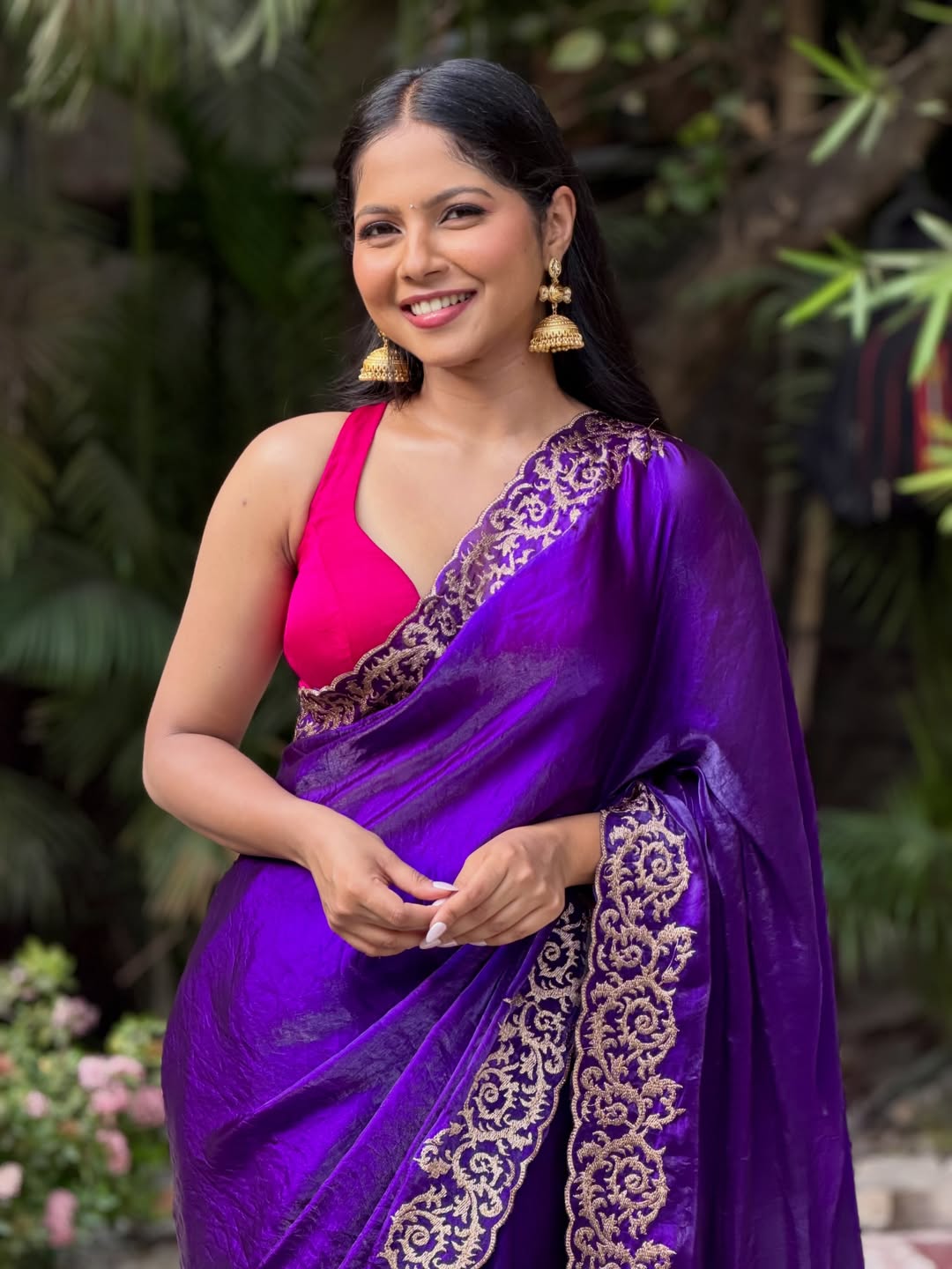 Vijaya Babar Purple Saree Look