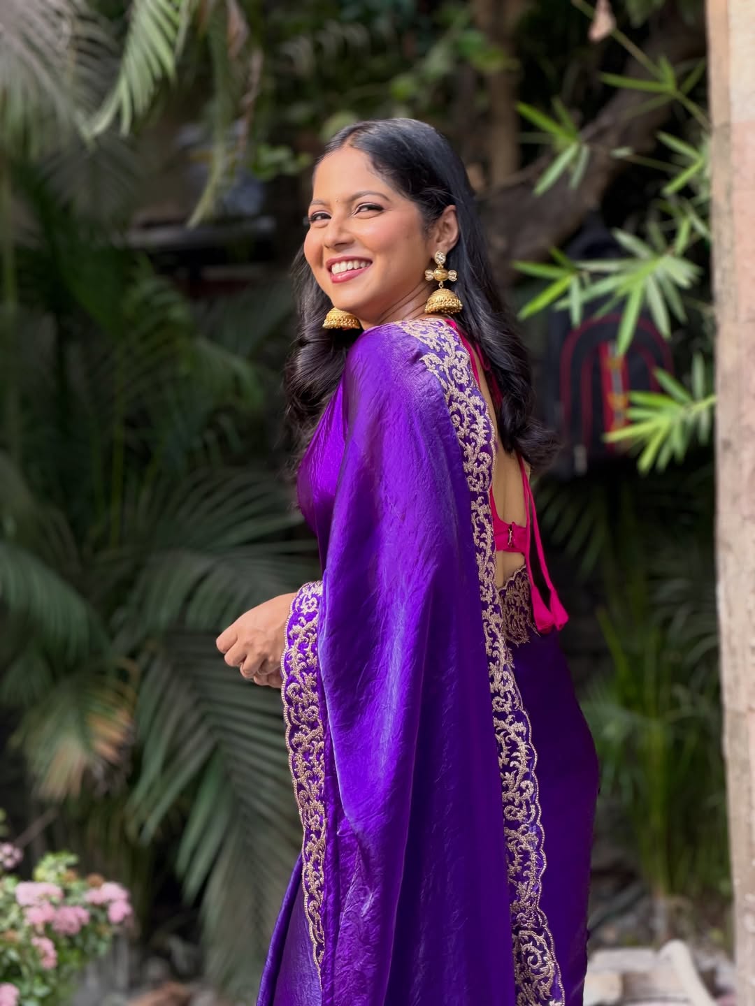 Vijaya Babar Purple Saree Look