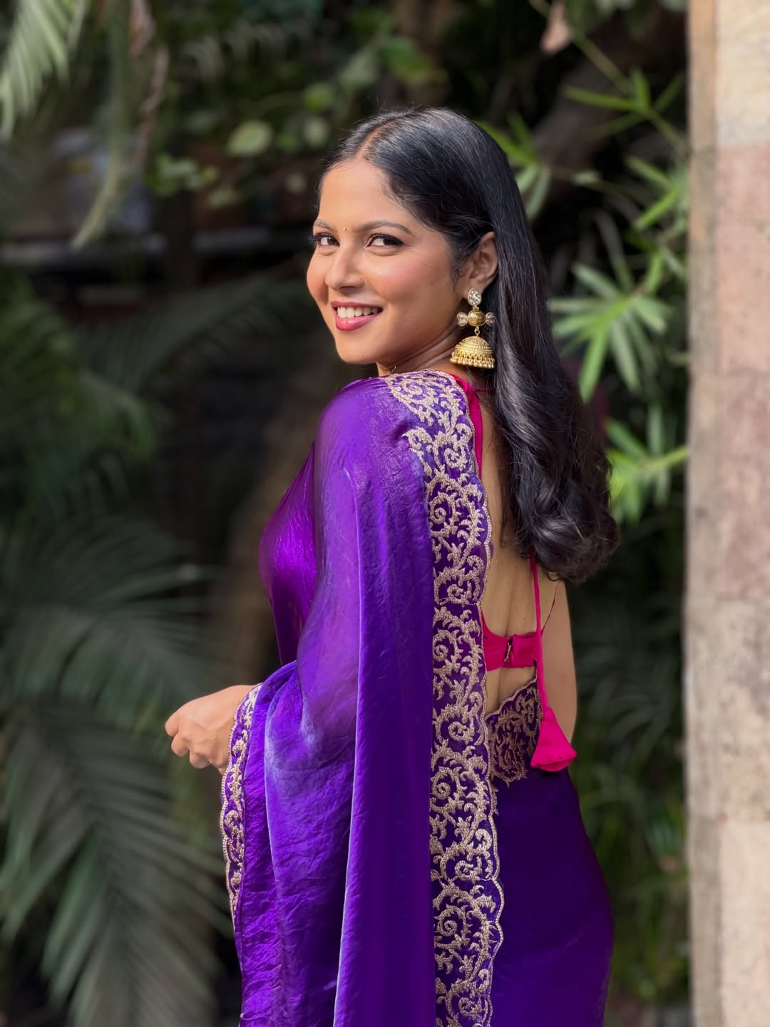 Vijaya Babar Purple Saree Look