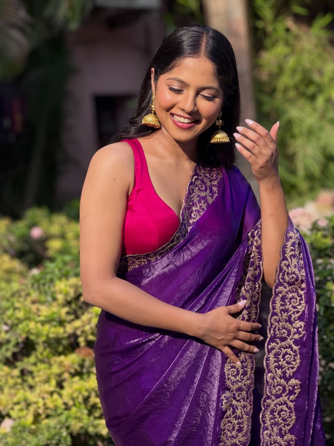 Vijaya Babar Purple Saree Look