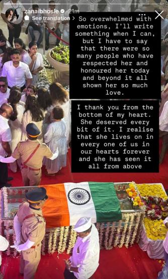 Zanai Bhosle First post after Grandmother Asha Bhosle Death