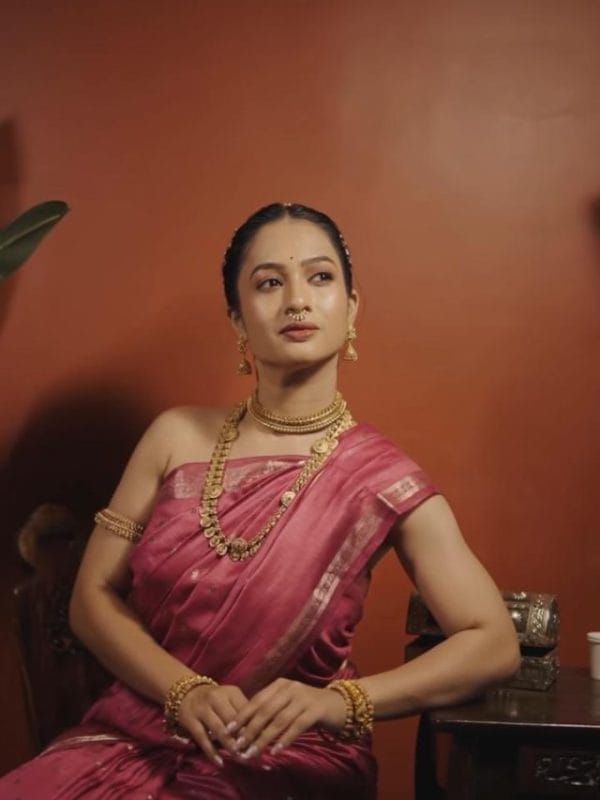 Girija Prabhu pink saree look