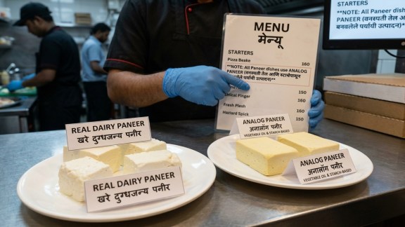 Real cheese vs cheese analog comparison food safety | FDA guidelines for hotel menu cards Maharashtra | खरे चीज आणि चीज अनालॉग ओळख | हॉटेल मेन्यू कार्ड अन्न सुरक्षा नियम