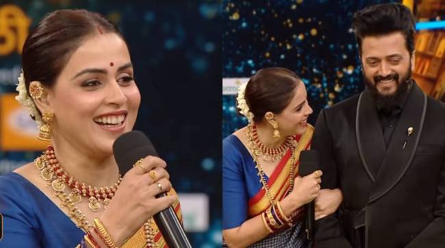 riteish deshmukh blushed because of wife genelia cute answer