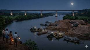 illegal sand mining in Aronda Kiranpani creek | threat to bridges Maharashtra Goa border | Sindhudurg district sand mafia news | Trupti Ghodmise action against sand mining