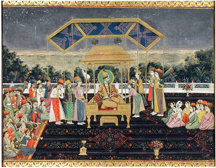 Nader Shah seated on the Peacock Throne