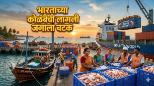 Indian seafood export record FY 2025-26 | Frozen shrimp export from India to USA China | MPEDA marine products export statistics | JNPT port seafood shipment India