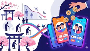 Japan Government dating app subsidy scheme | जपानमध्ये जोडीदार शोधण्यासाठी सरकारी अनुदान | Japan population crisis solutions 2026 | जपान जन्मदर घटल्याने डेटिंग ॲप्सना प्रोत्साहन