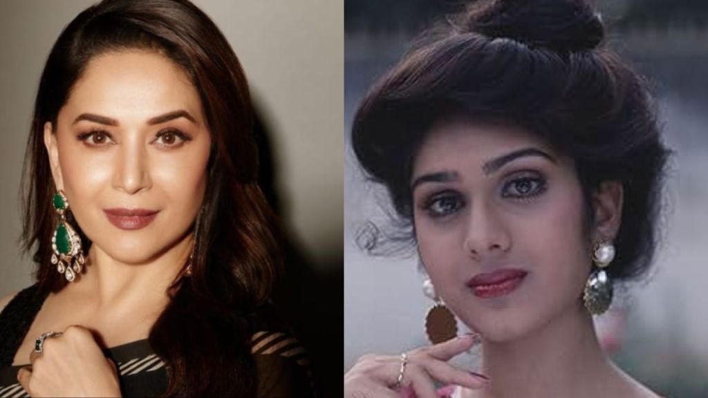 Madhuri Dixit and Meenakshi Sheshadri in an old interview photo Madhuri Dixit and Meenakshi Sheshadri in an old interview photo