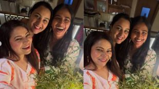 Bigg Boss Marathi 1 winner Megha Dhade with friends Sai Lokur and Sharmishtha Raut.