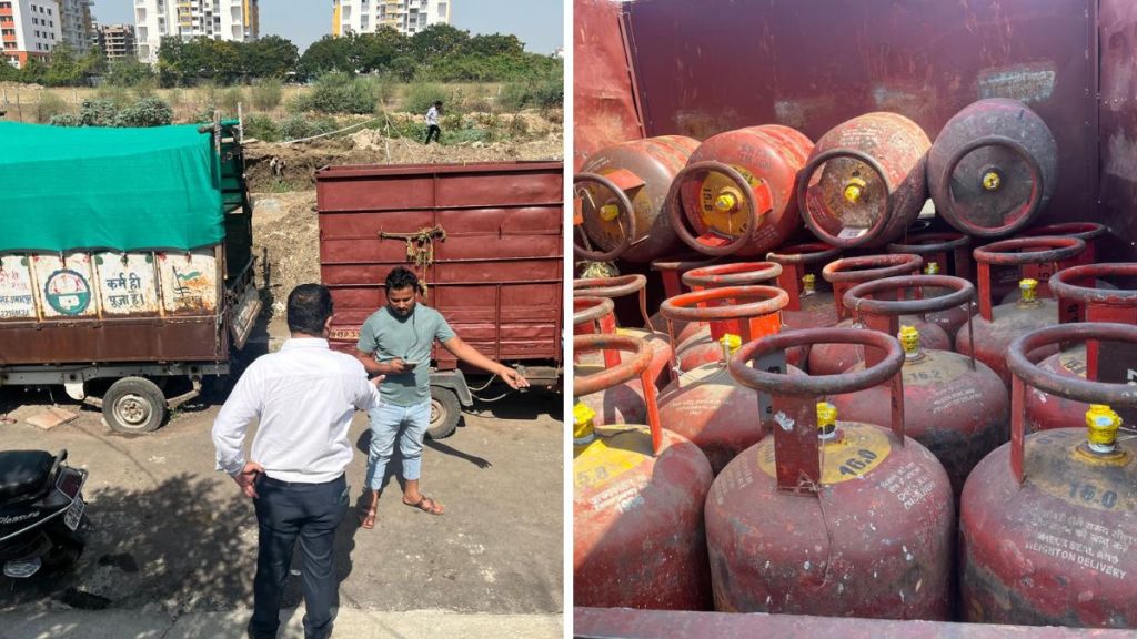 Nagpur Supply Department raid gas cylinder black marketing | Seized domestic and commercial LPG cylinders Nagpur crime | नागपूर गॅस सिलिंडर काळाबाजार धाड | जप्त केलेले घरगुती आणि व्यावसायिक गॅस सिलिंडर Nagpur Supply Department raid gas cylinder black marketing | Seized domestic and commercial LPG cylinders Nagpur crime | नागपूर गॅस सिलिंडर काळाबाजार धाड | जप्त केलेले घरगुती आणि व्यावसायिक गॅस सिलिंडर